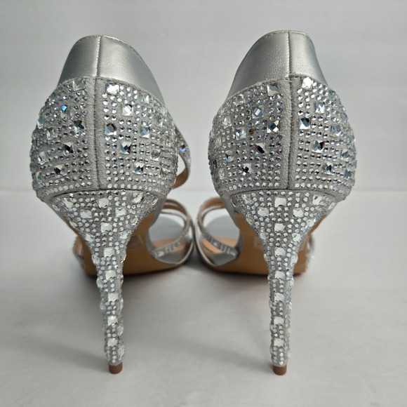 Lauren Lorraine Silver Rhinestone 
Heels Sparkly Strappy Evening Shoes Daisey 11 - Picture 5 of 13